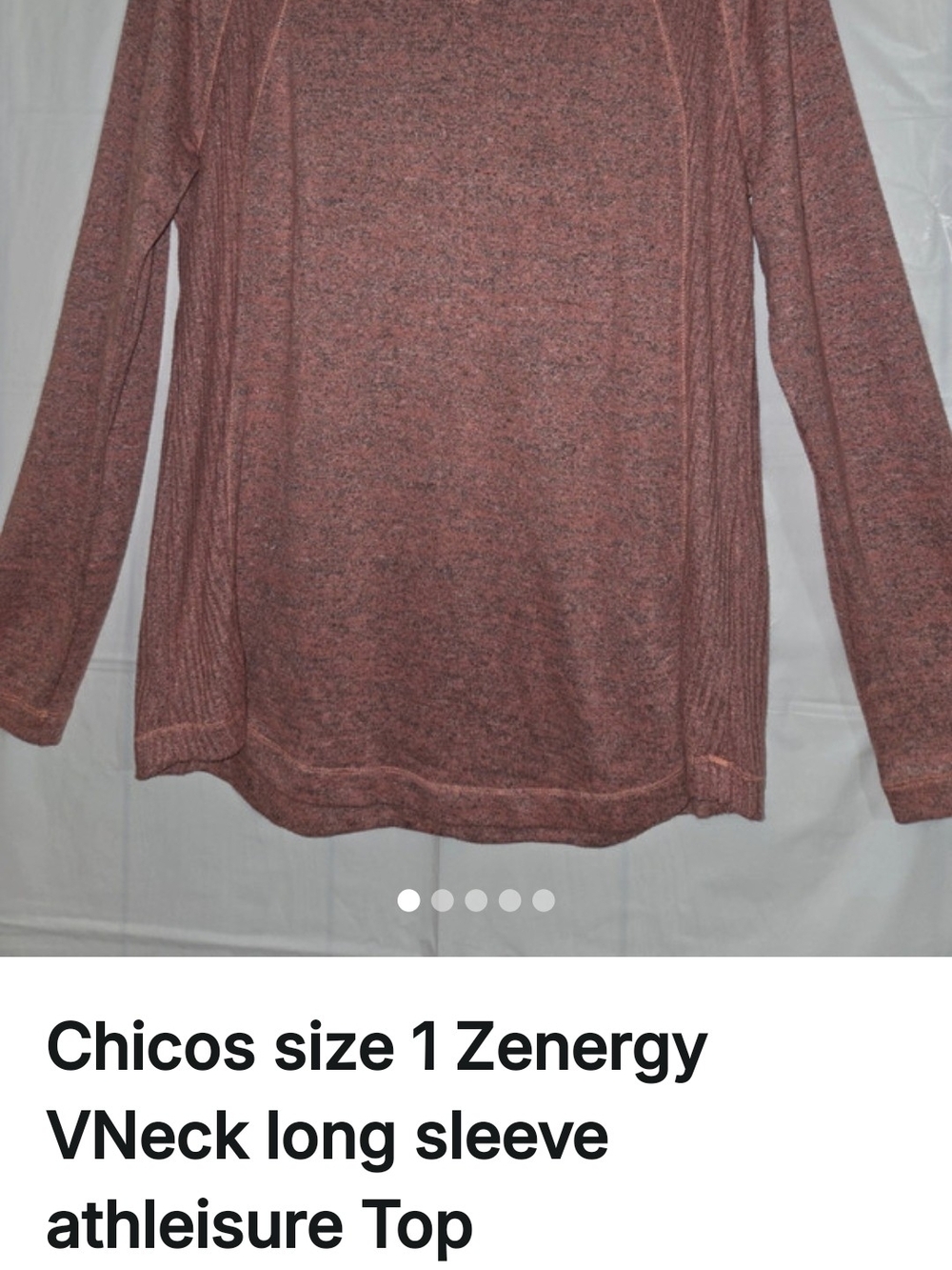 Chico's V-Neck Long Sleeve Sweater in Heathered Rose
